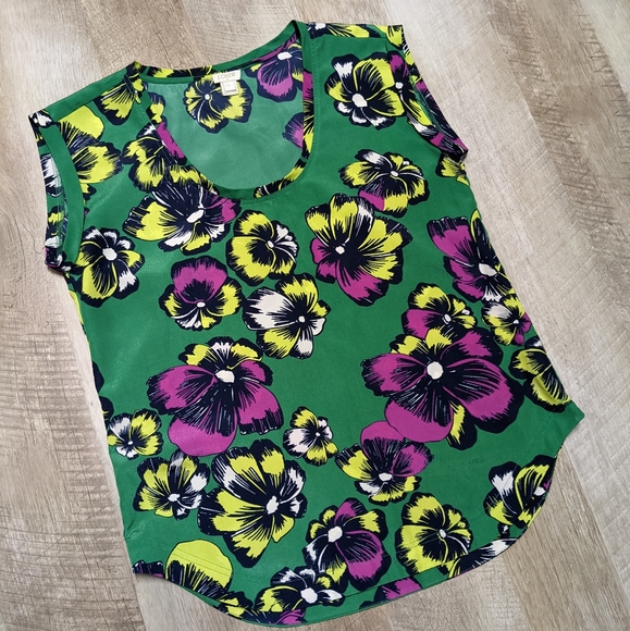 J. Crew Green Floral Print Top Size 4 - Picture 5 of 7
